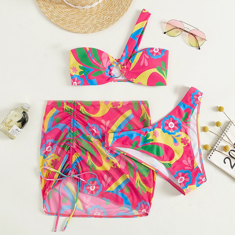 Damen Bandeau-Bikini mit verspieltem Wickelrock Drune