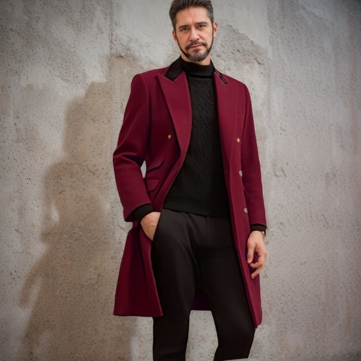 Herren eleganter Longblazer mit Doppelreihe Drune