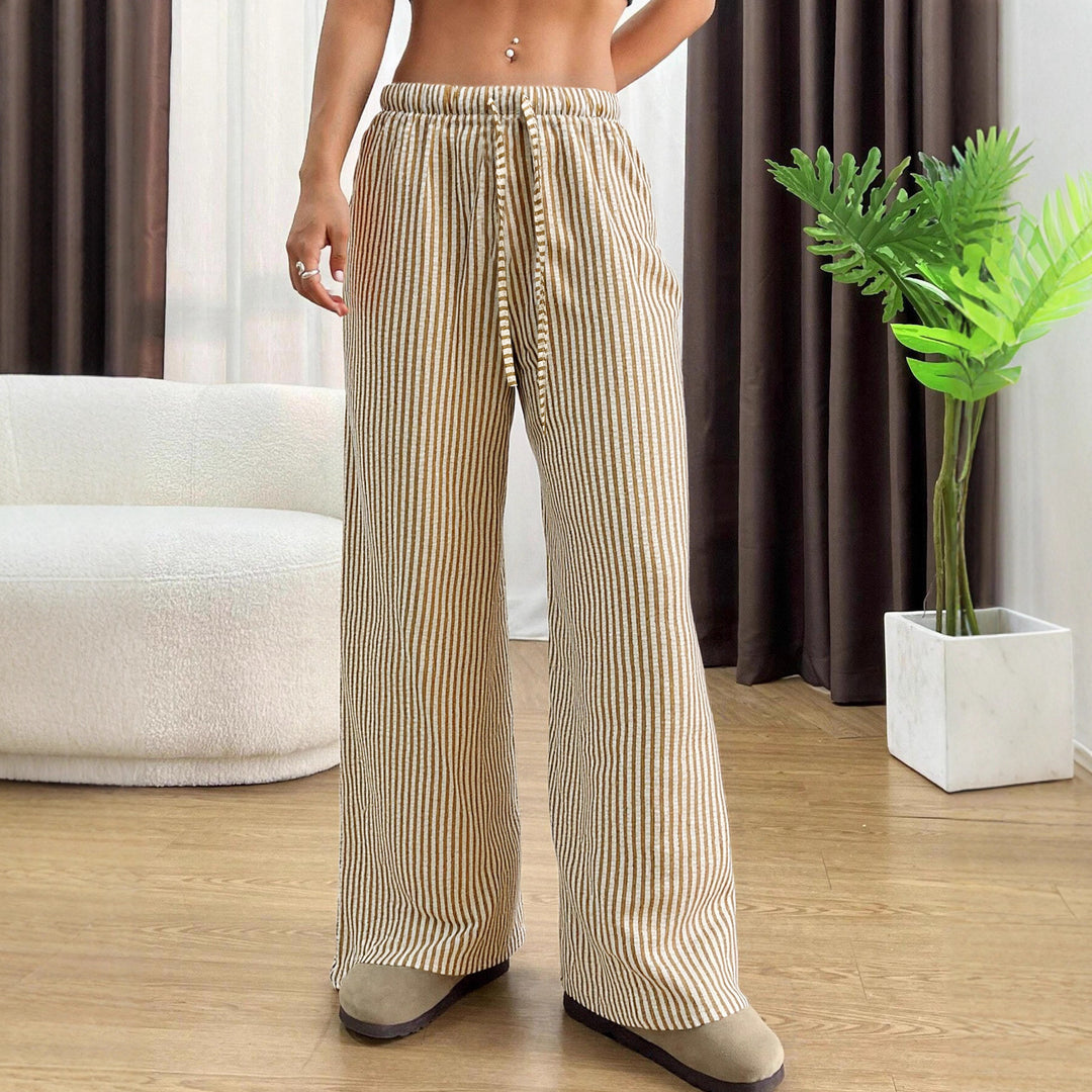 Damen lässige hohe Bundhose mit gestreiftem Design Drune