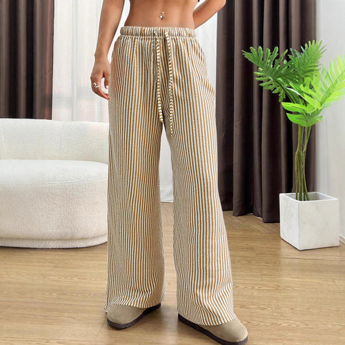 Damen lässige hohe Bundhose mit gestreiftem Design Drune
