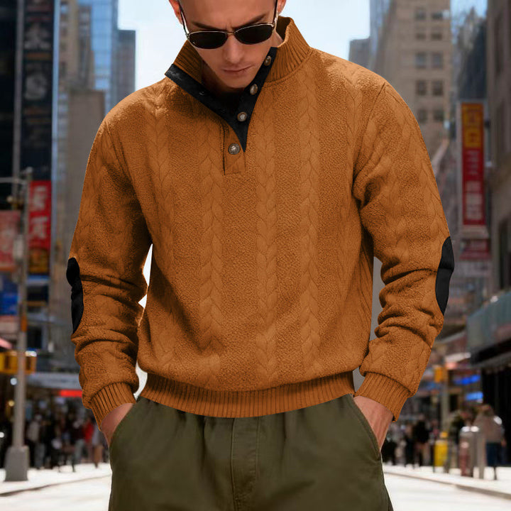 Herren gestrickter Pullover mit Kontrastdetails und modernem Knopfverschluss Drune