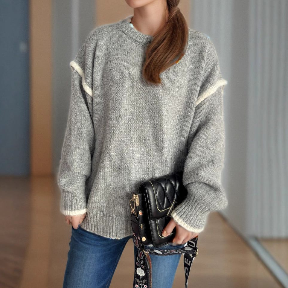 Damen Grobstrickpullover mit lässigem Schnitt und strukturiertem Design Drune