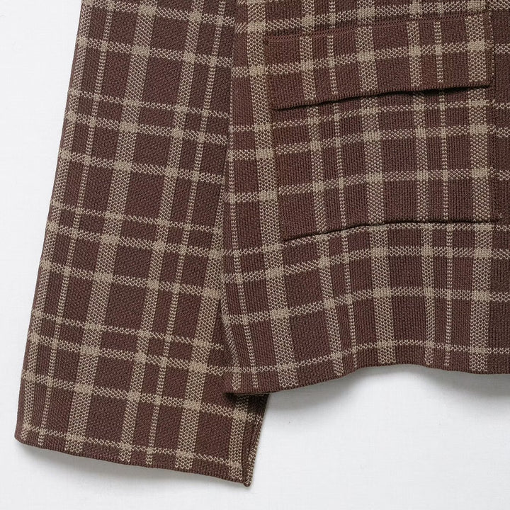 Damen Karo-Jacke mit praktischen Taschen und modischem Kragen Drune