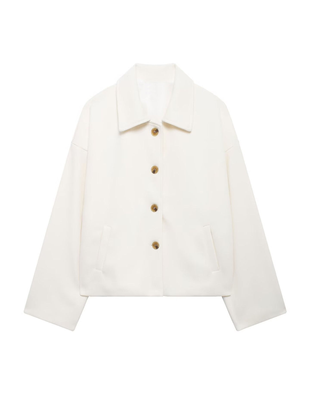 Damen Oversize Wolljacke mit dekorativen Knöpfen Drune