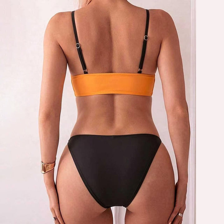 Damen Crop-Top Bikini mit auffälligem Druck und raffinierten Schnürdetails Drune