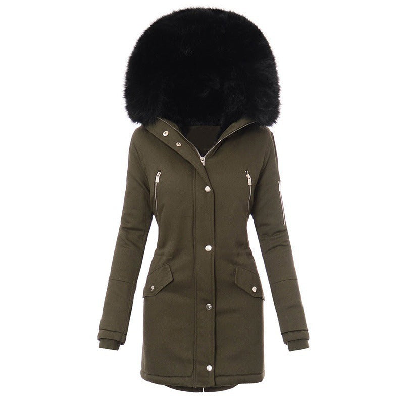 Damen Winterparka mit abnehmbarem Kunstfellkragen und praktischen Reißverschlusstaschen Drune
