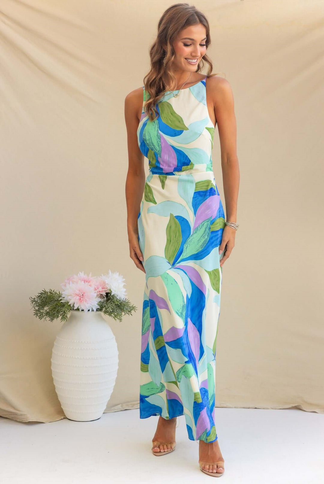 Damen Maxikleid mit modernem floralem Design und elegantem Schnitt Drune