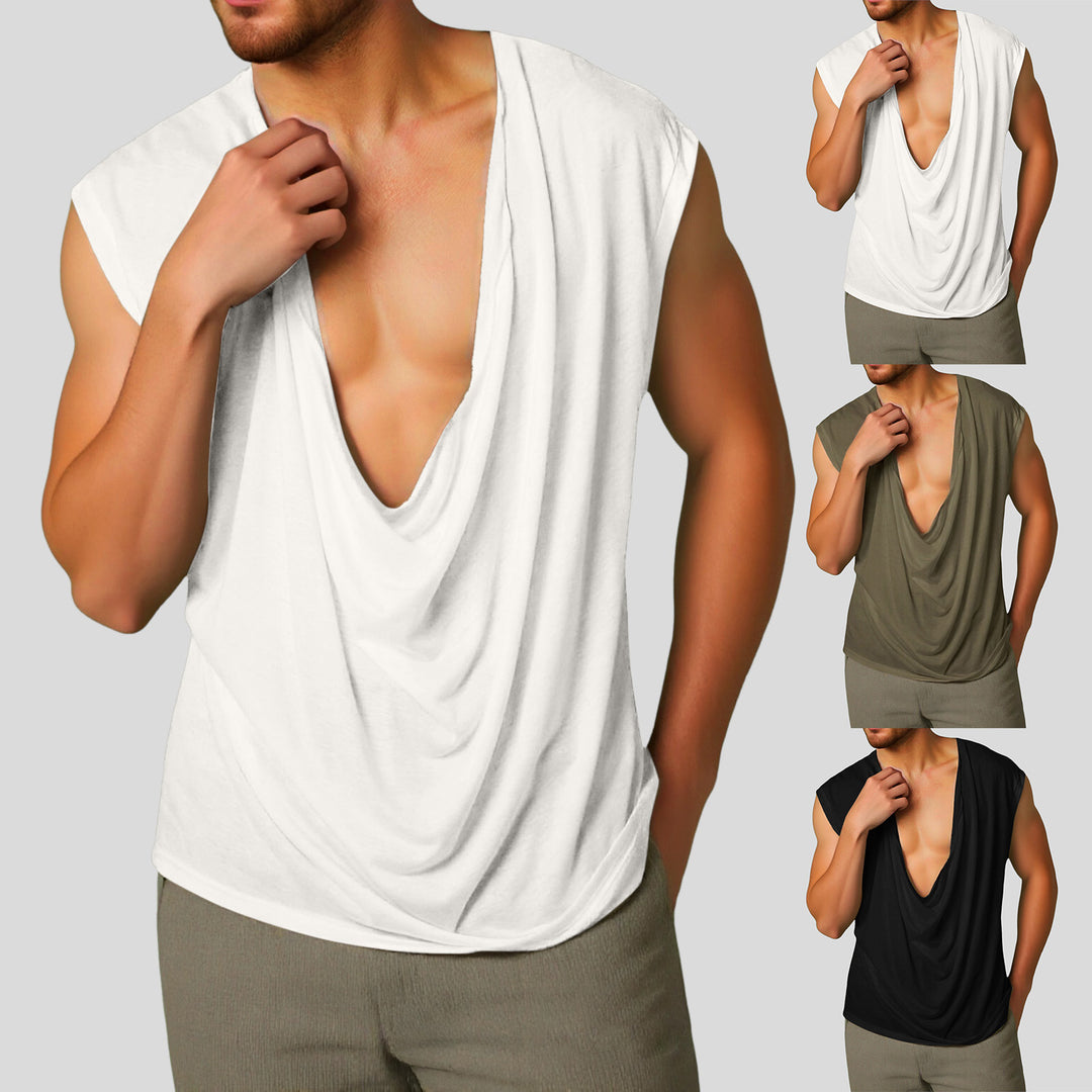 Damen nan drapiertes Longtop mit tiefem Wasserfall-Rücken und überschnittener Schulter Drune