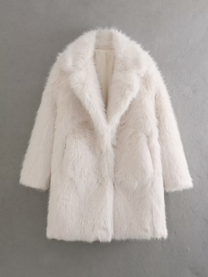 Damen Fleece-Mantel mit doppeltem Revers Drune