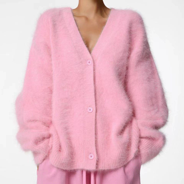 Drune | Luxuriöser Frauen Cashmere Langer Cardigan Weiße Efeu Kollektion