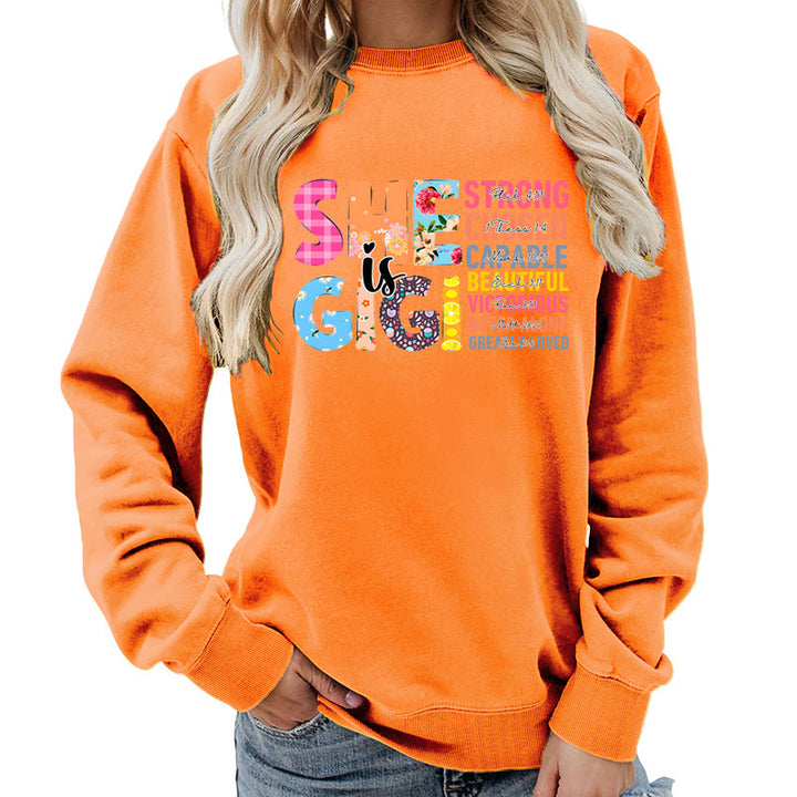 Damen Sweatshirt mit inspirierendem Text-Design Drune
