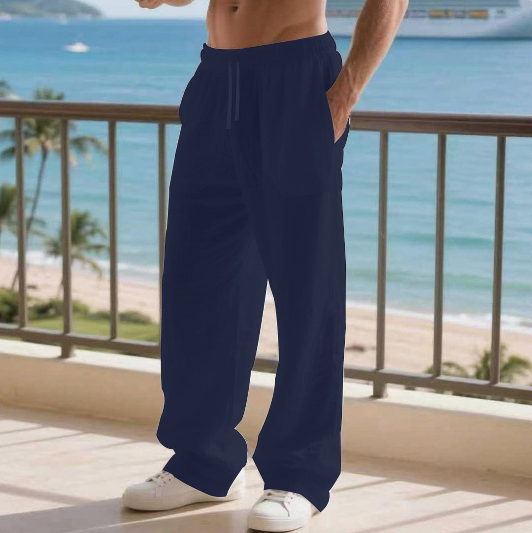 Herren Bequeme Strandhose mit seitlichen Taschen und elastischem Bund Drune