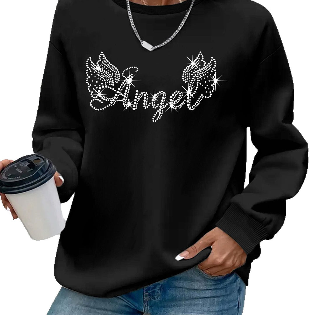 Damen Sweatshirt mit glitzerndem Aufdruck und lässigem Schnitt Drune