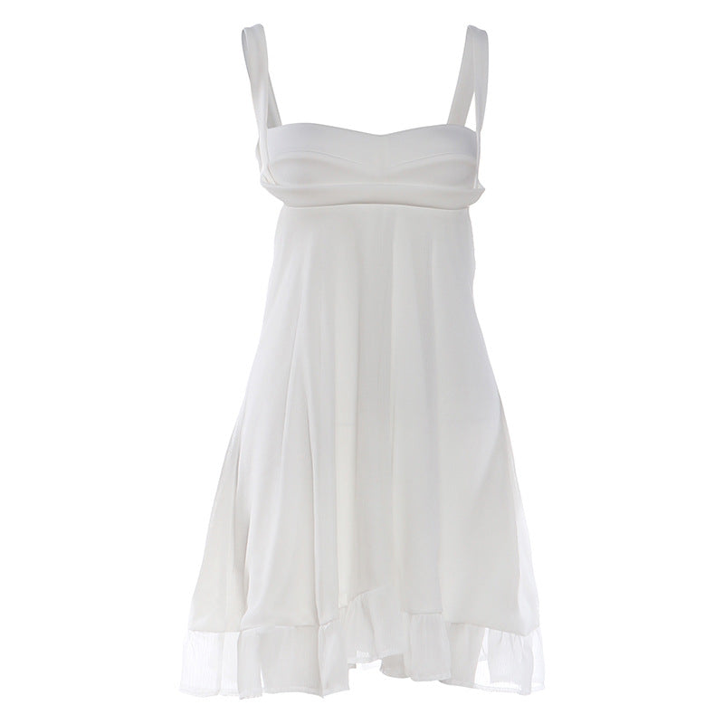Damen Chiffonkleid mit fließendem Saum und herzförmigem Ausschnitt Drune