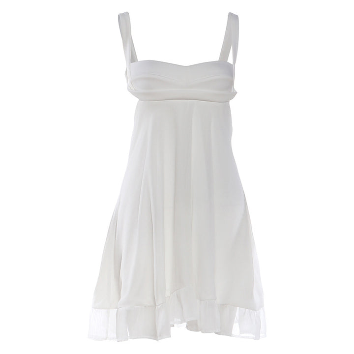 Damen Chiffonkleid mit fließendem Saum und herzförmigem Ausschnitt Drune