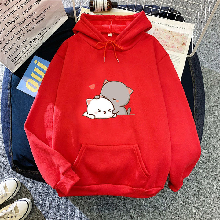 Damen Kapuzenpullover mit verspieltem Katzenmotiv und bequemer Passform Drune