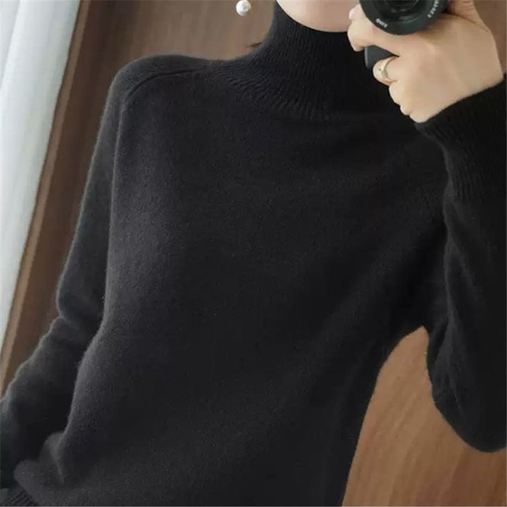 Damen weicher Rollkragenpullover aus feiner Merinowolle Drune