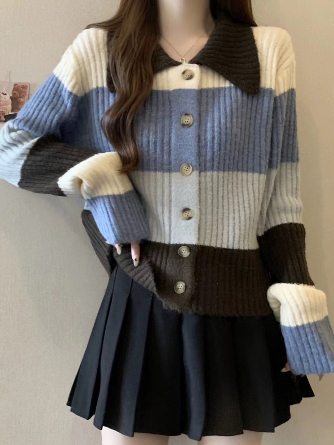 Damen Strickjacke mit breitem Rippdesign und oversized Schnitt Drune