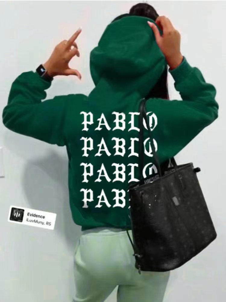 Damen lässiger Hoodie mit kreativem Schriftzug Drune