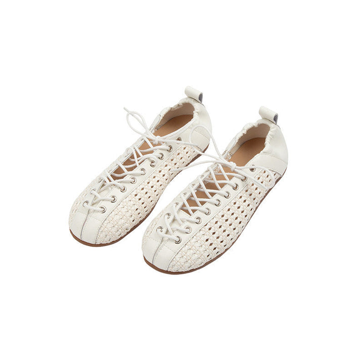 Damen Freizeit-Sneaker aus feinem Leder mit raffiniertem Geflecht Drune