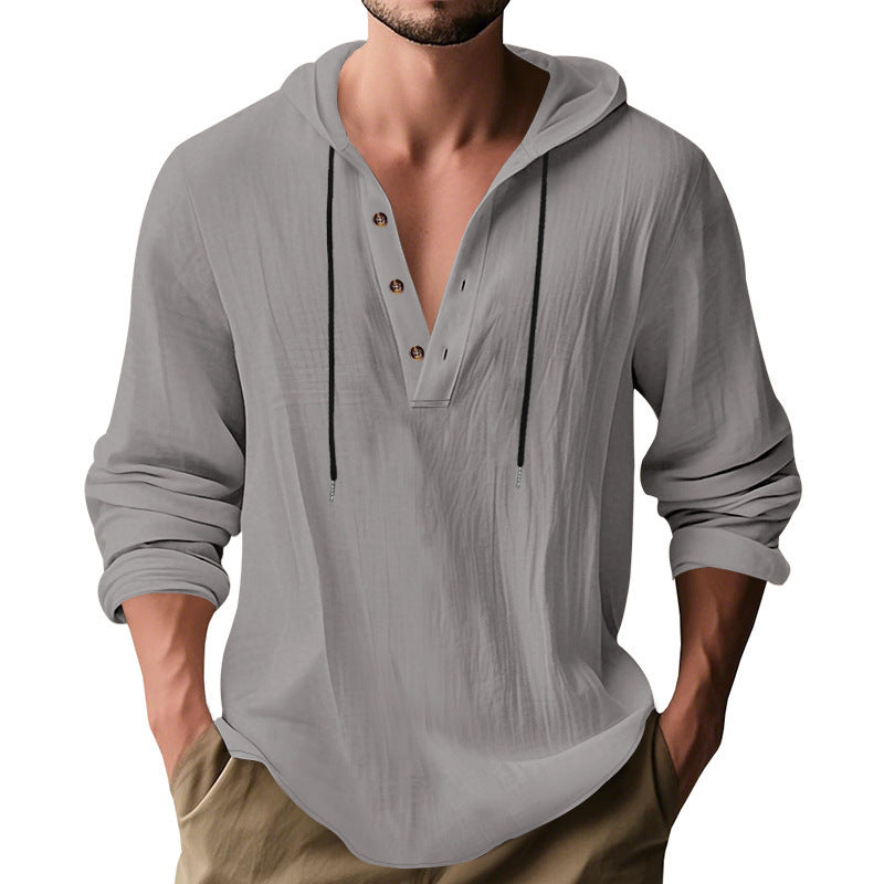 Herren Kapuzenshirt mit Knopfleiste und lässigem Schnitt Drune