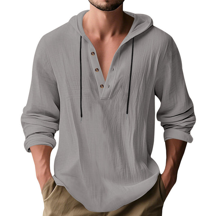 Herren Kapuzenshirt mit Knopfleiste und lässigem Schnitt Drune