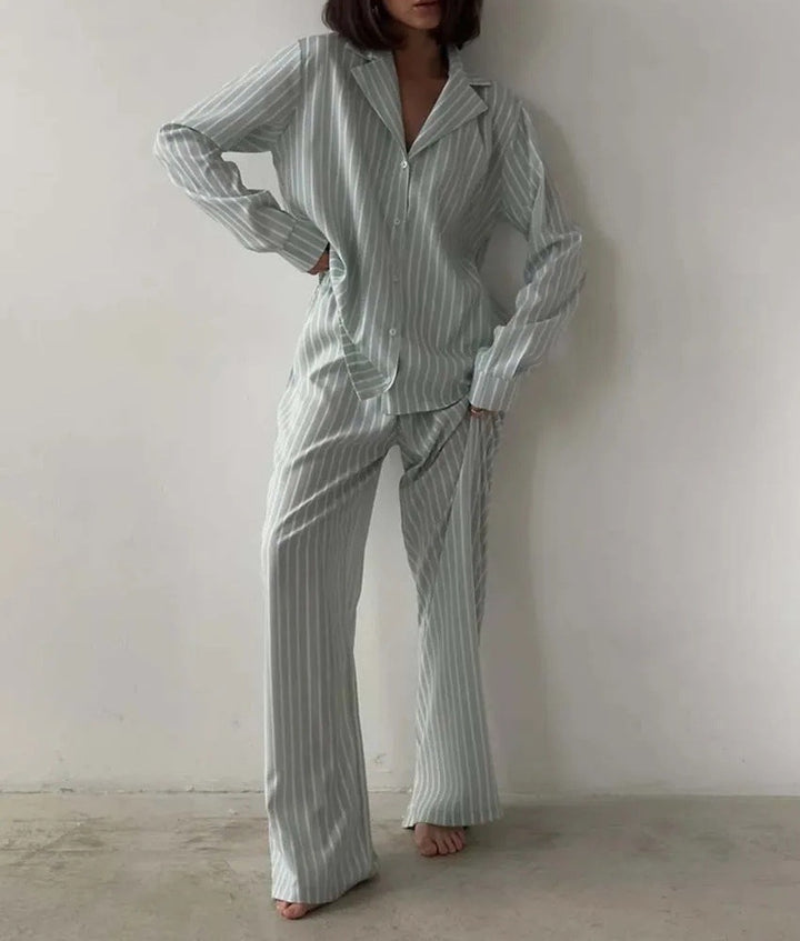 Damen Luxuriös Gestreiftes Pyjama-Set Drune