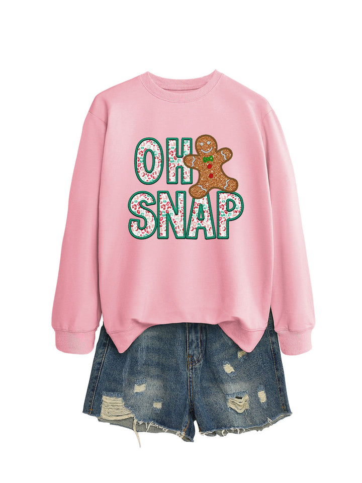 Damen Sweatshirt mit lustigem Lebkuchenmann-Motiv und funkelndem Schriftzug Drune