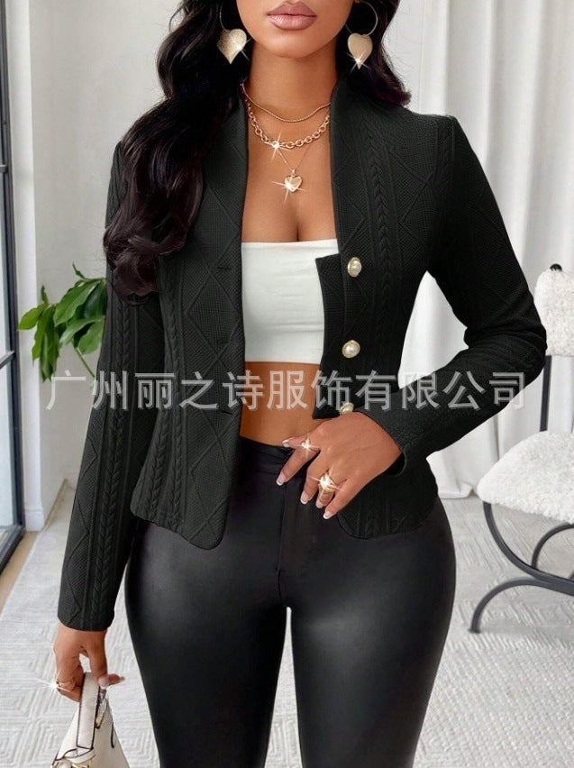 Damen Mode Blazer mit strukturiertem Design und glänzenden Knöpfen Drune