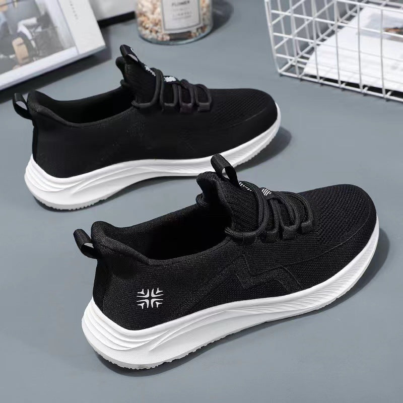 Damen nan gestrickte Slip-On-Sneaker mit elastischer Schnürung, gepolsterter Innenfütterung und dämpfender Profilsohle Drune