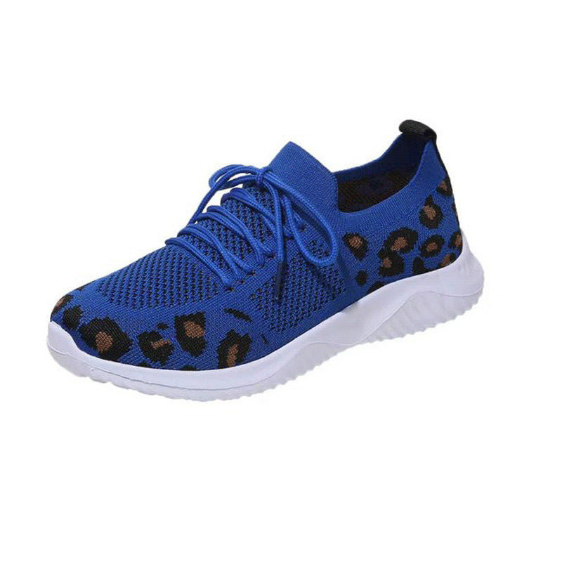 Damen nan atmungsaktiver Strick-Sneaker mit elastischem Einstieg, gepolstertem Komfortfußbett und Animalprint-Fersenbesatz Drune