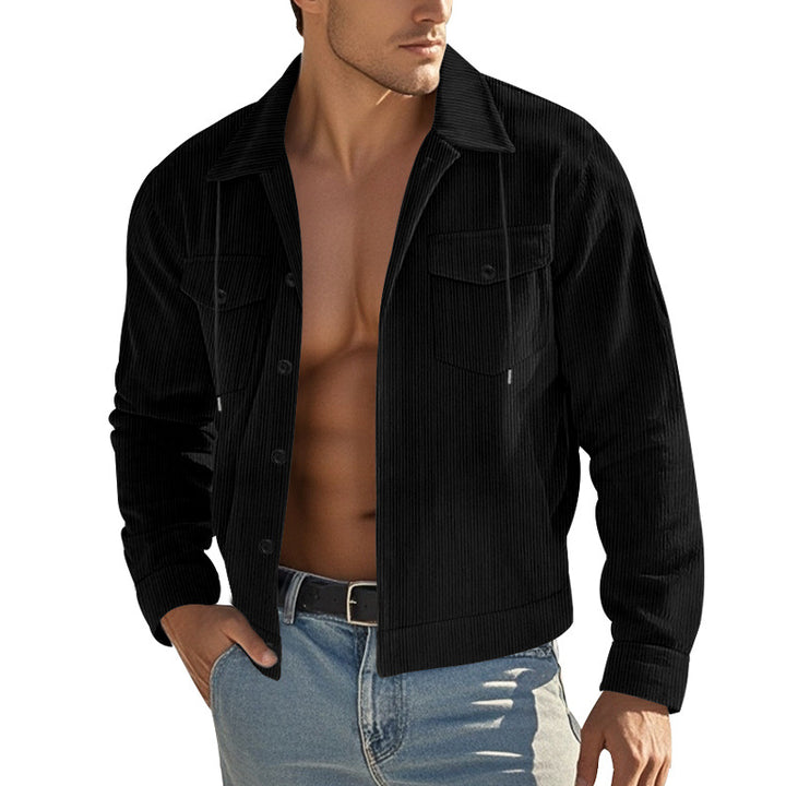 Herren nan Cord-Überhemdjacke mit Kentkragen, Druckknopfverschluss und aufgesetzten Brusttaschen Drune