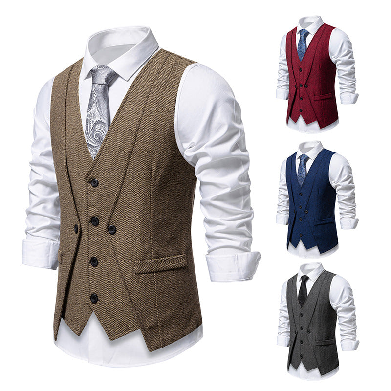 Herren elegante Anzugweste mit strukturiertem Hahnentritt Drune