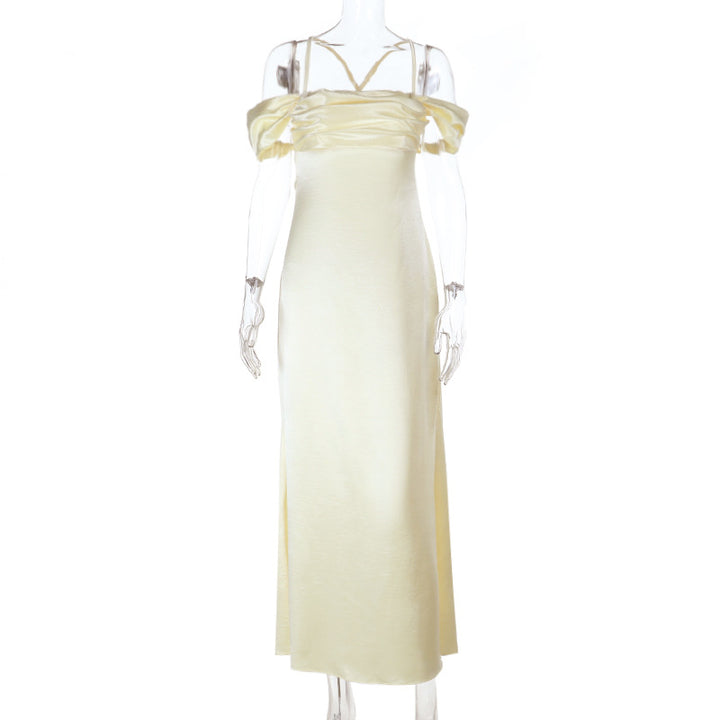Damen Off-Shoulder Maxikleid mit elegantem Wickeldesign Drune
