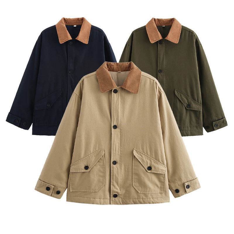 Damen Übergangsjacke mit Cordkragen und praktischen Taschen Drune