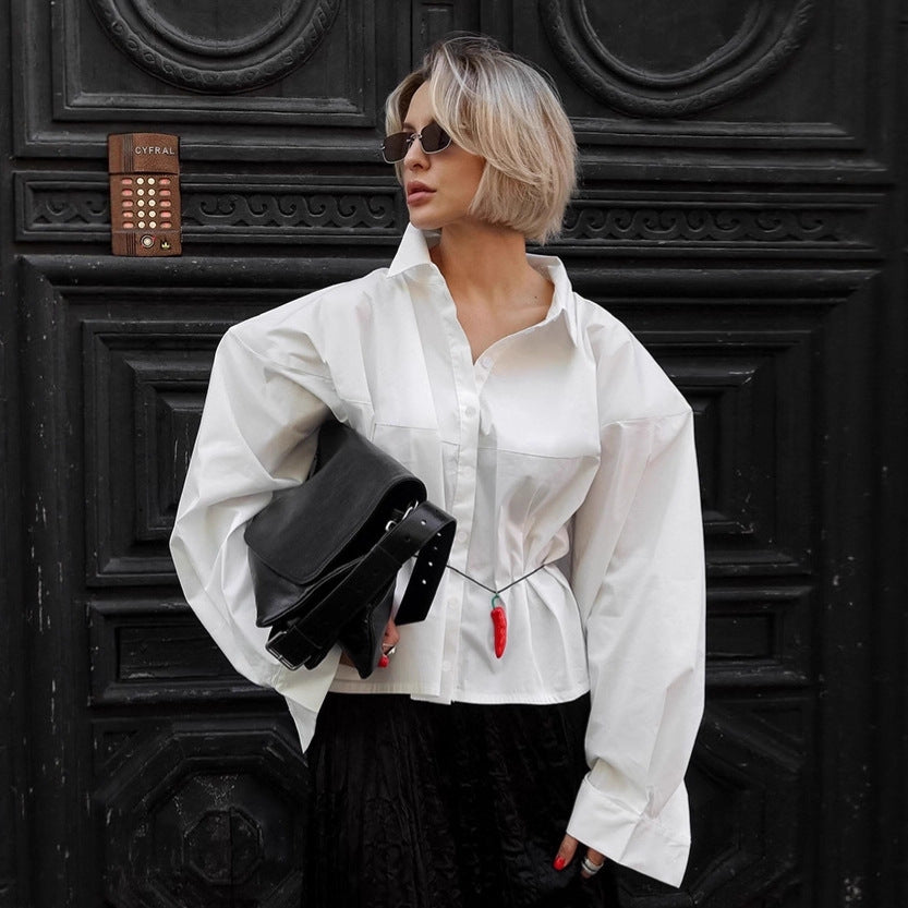Damen Oversized Hemdbluse mit einzigartigen Ärmeldetails und tailliertem Schnitt Drune