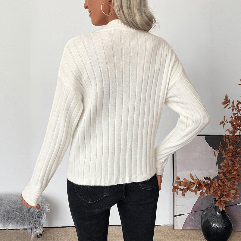 Damen modischer Strickpullover mit Herzknöpfen und strukturierter Oberfläche Drune