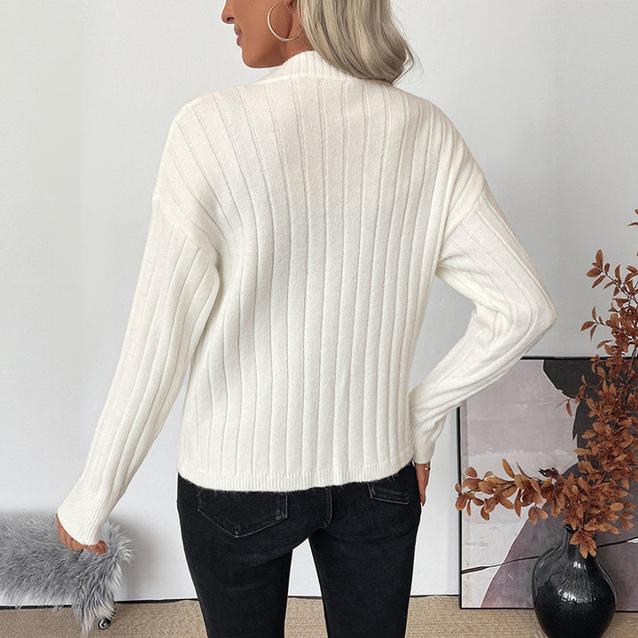 Damen modischer Strickpullover mit Herzknöpfen und strukturierter Oberfläche Drune