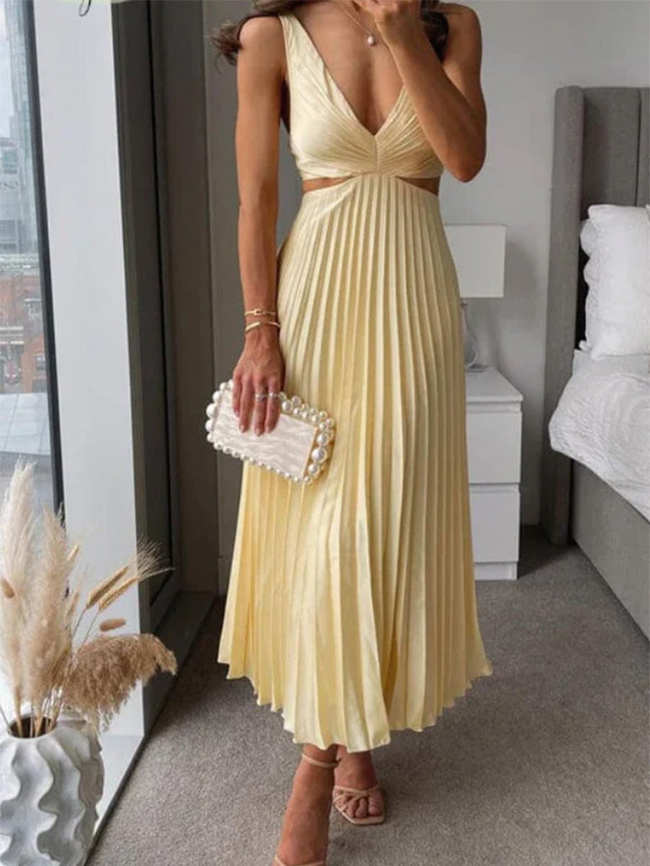 Damen Maxikleid mit plissiertem Design und kunstvollen Cut-Out-Details Drune