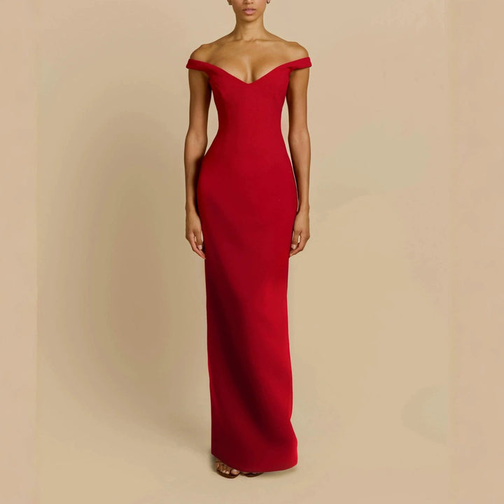 Damen Schlichtes Off-Shoulder-Maxikleid Drune
