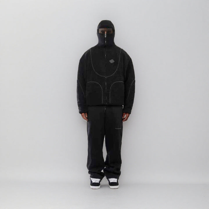 Herren Gemütliche Teddyjacke mit Kontrastnähten Drune