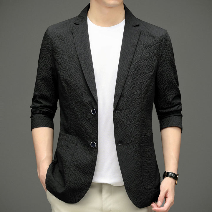 Herren modischer Blazer mit strukturiertem Design und elastischen Ärmeln Drune