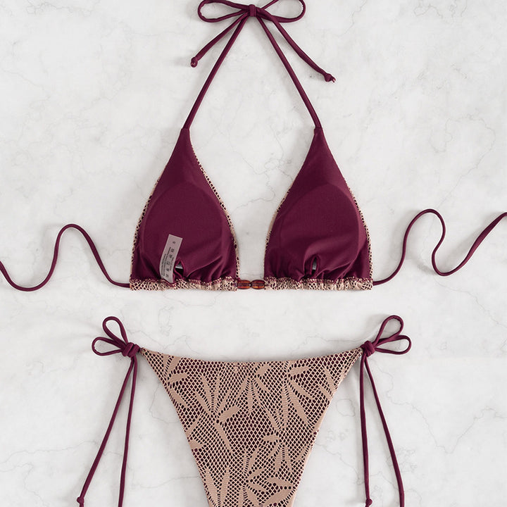 Damen Bikini-Set mit verspieltem Netzdesign und verstellbaren Bindebändern Drune