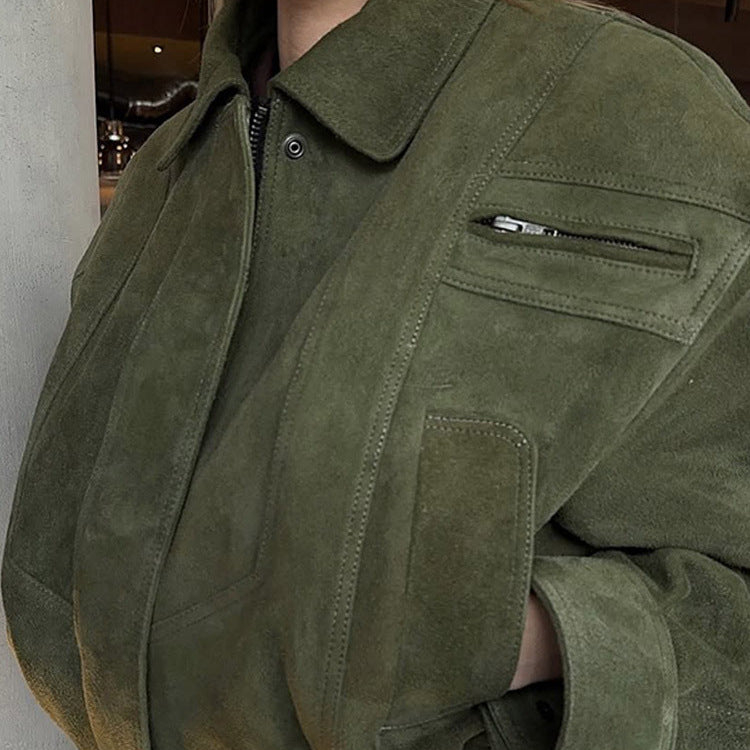 Damen Kunstlederjacke im modischen Cropped-Stil Drune