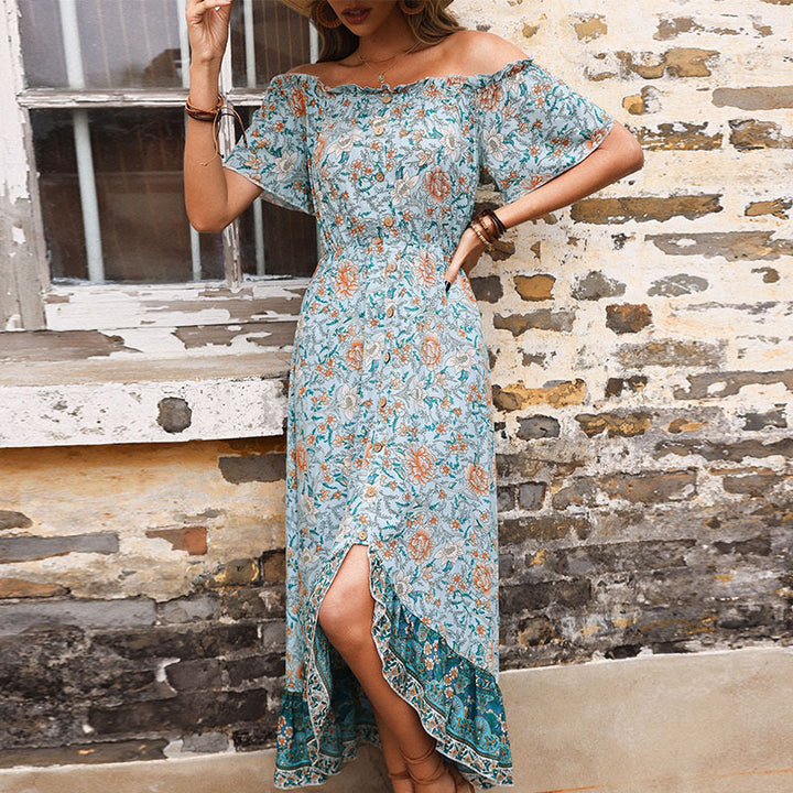 Damen Maxikleid mit off-Shoulder-Ausschnitt und floralem Muster Drune
