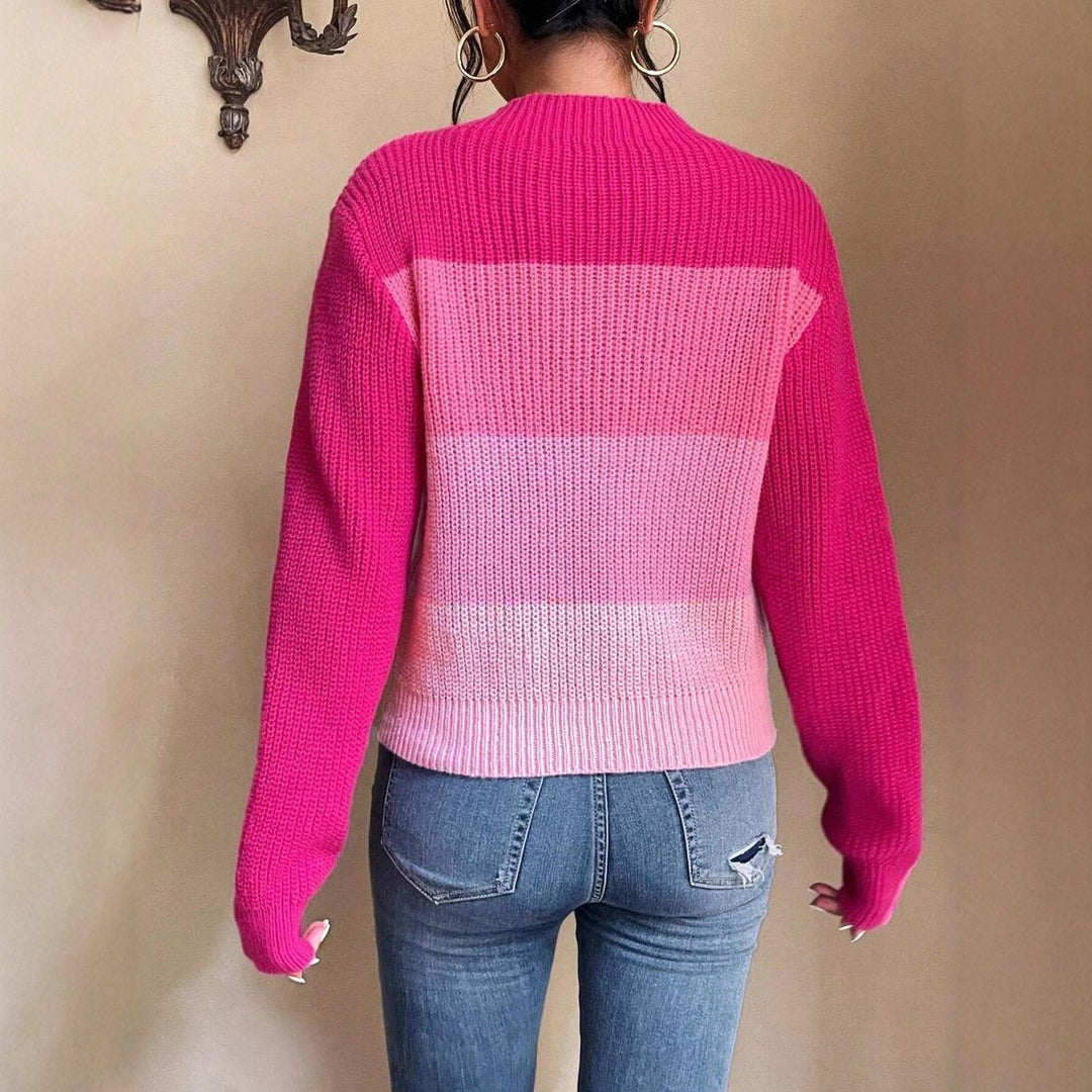Damen Grob gestrickter modischer Pullover mit trendigem Farbverlauf Drune