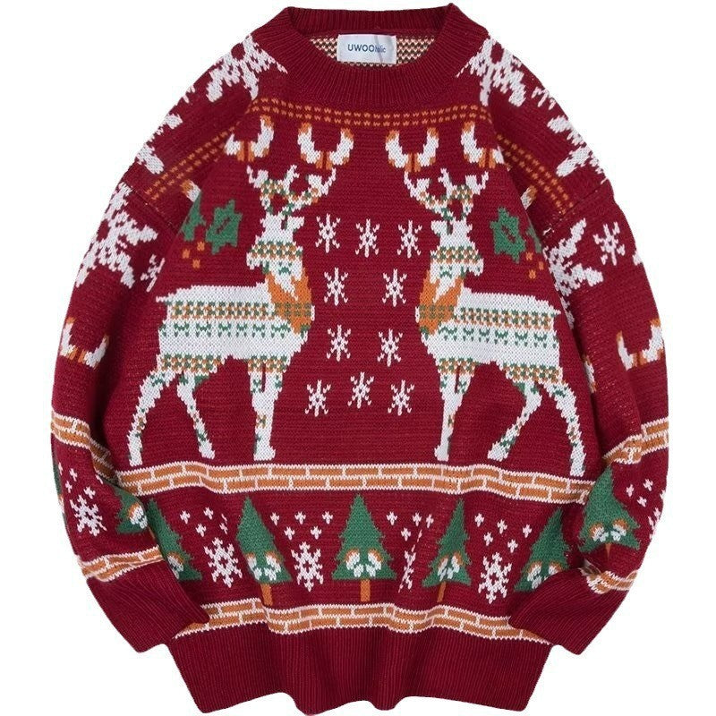 Damen festlicher Winterpullover mit Weihnachtsmotiven Drune