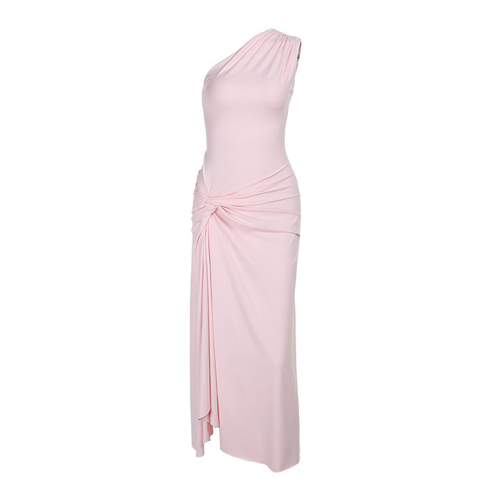 Damen Elegantes One-Shoulder Maxikleid mit verführerischem Seitenschlitz Drune