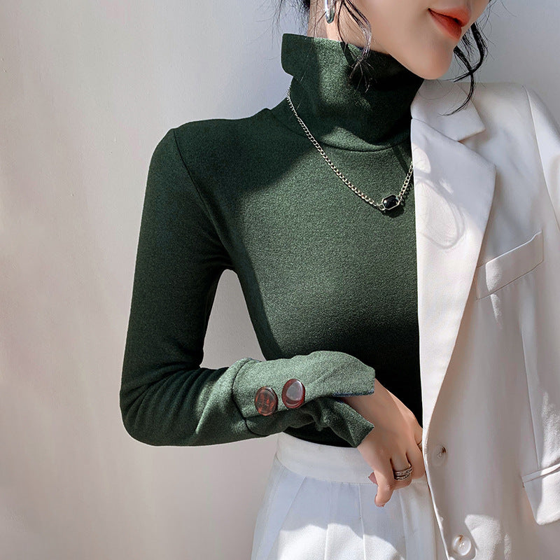 Damen Langarm-Turtleneck aus feinem Rippmaterial Drune