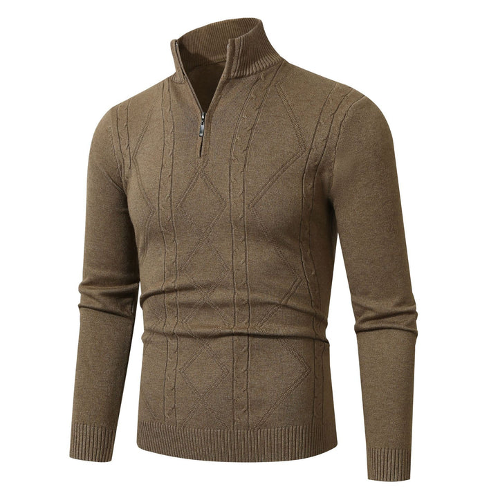 Herren Strickpullover mit modernem Zopfmuster und hohem Stehkragen Drune